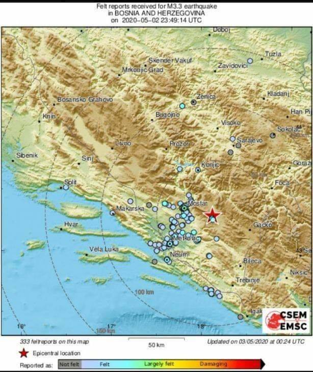 ZEMLJOTRES POTRESAO BOSNU I HERCEGOVINU Objavljene Prve Informacije